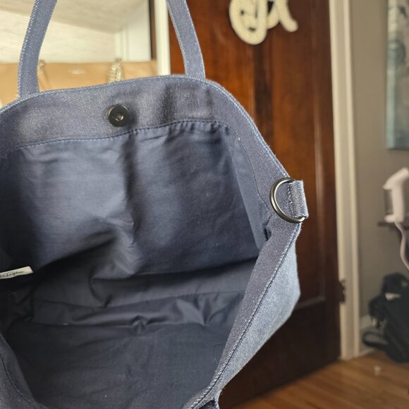 Denim Tote with Decorative Guitar Style Strap - Picture 7 of 9